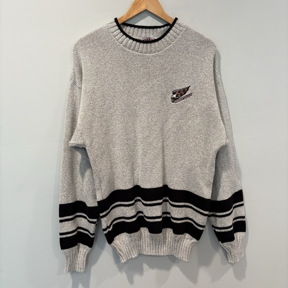 Vtg 90s Headline Sports Washington Capitals Screaming Eagle Heavy Knit Sweater